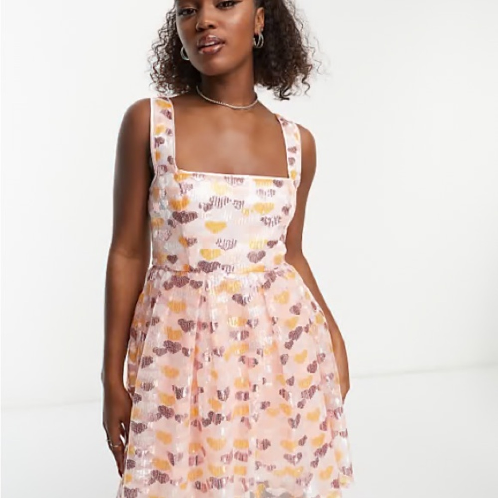 Heart sequin bridal prom dress